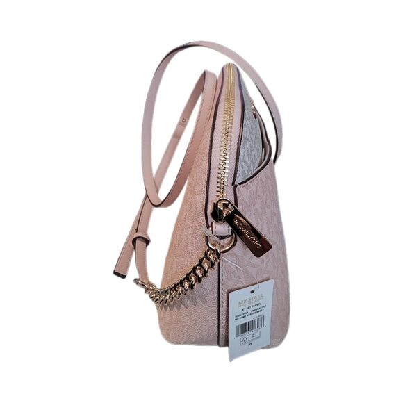 NWT~MICHAEL KORS Jet Set Travel Medium Dome Pink/White Colorblock Logo Print Bag - Picture 2 of 6